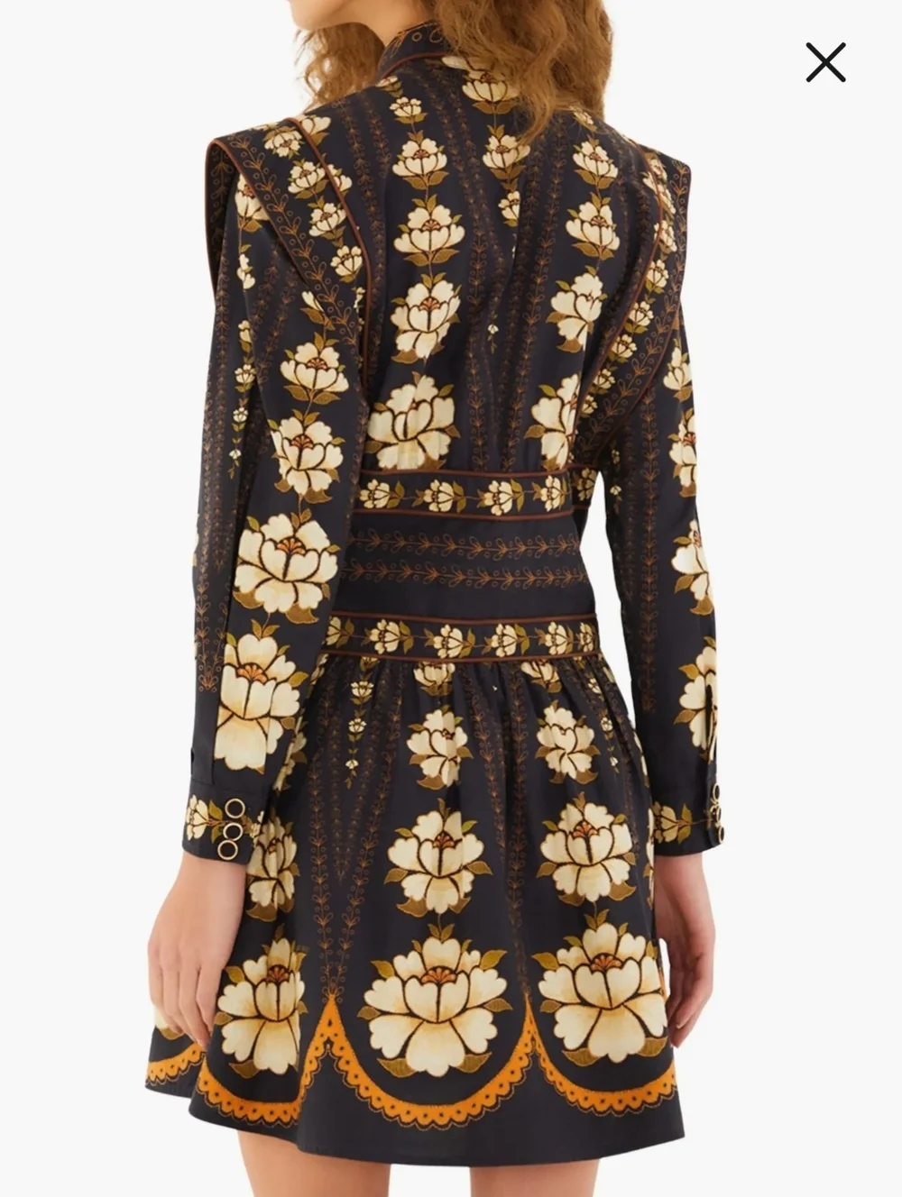 FARM Rio Black and Cream Floral Long-Sleeve Dress - Picture 3 of 12
